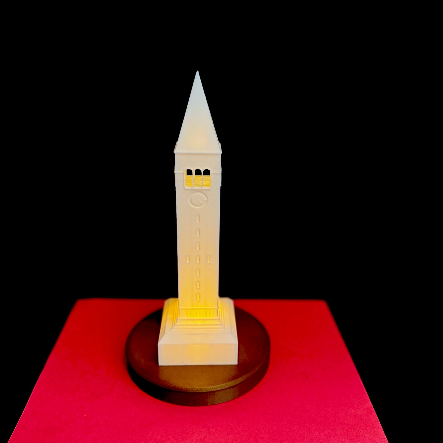 Front view of the Cornell lamp, used as a graduation gift.