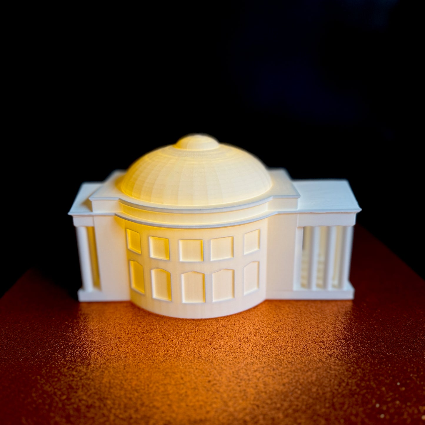 Side view of the UVA keepsake featuring the University of Virginia Rotunda.