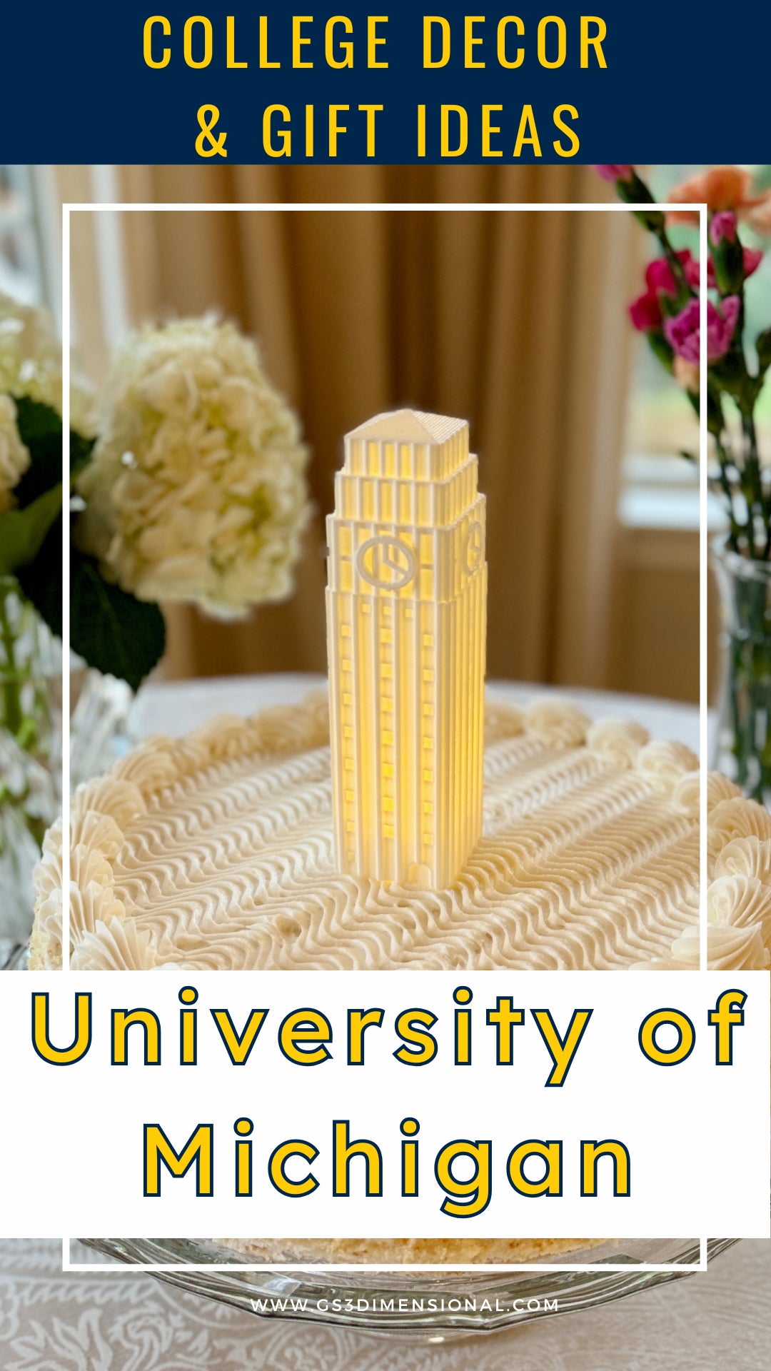 University of Michigan cake topper, shown at a party.