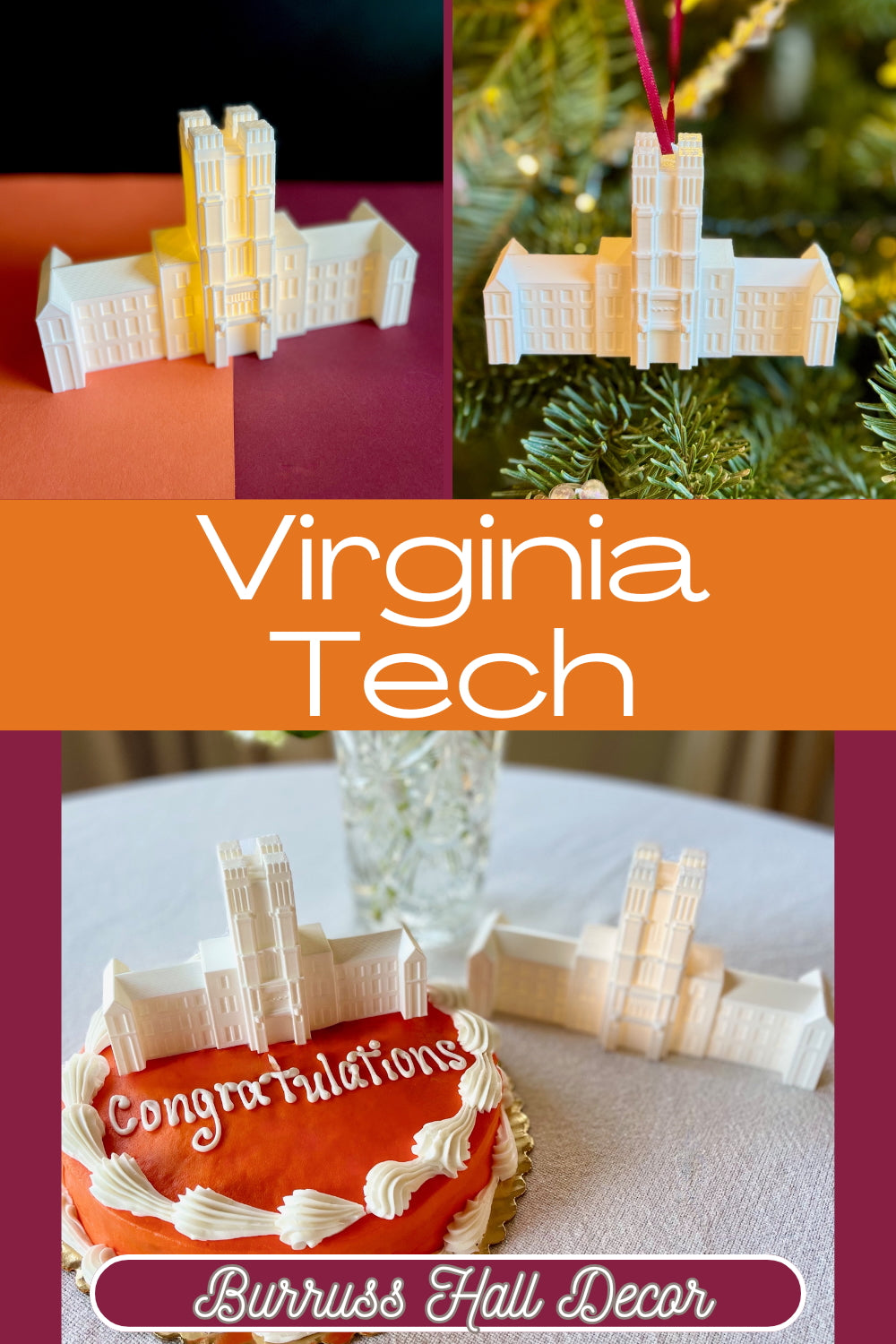 Virginia Tech decor ideas, designed as the Burruss Hall building