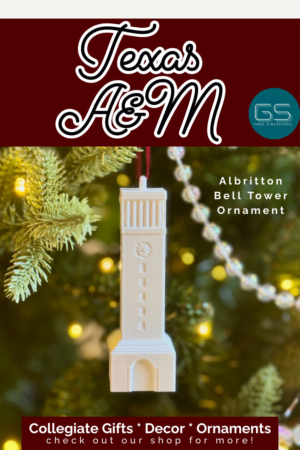 The Texas A&M ornament on an Aggie tree