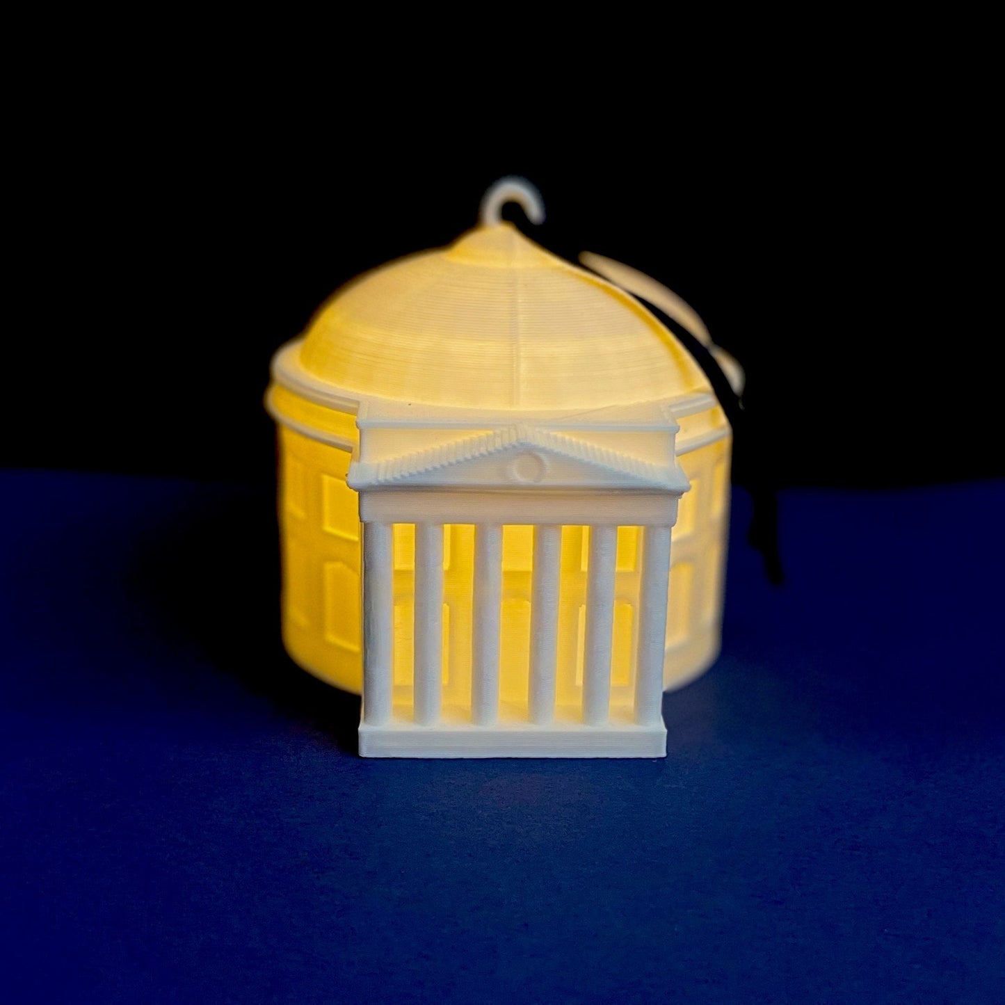 The UVA ornament with a light, designed in honor of the UVA Rotunda.