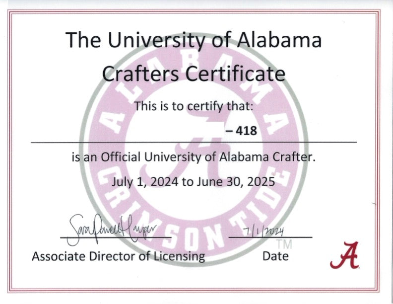 University of Alabama certificate