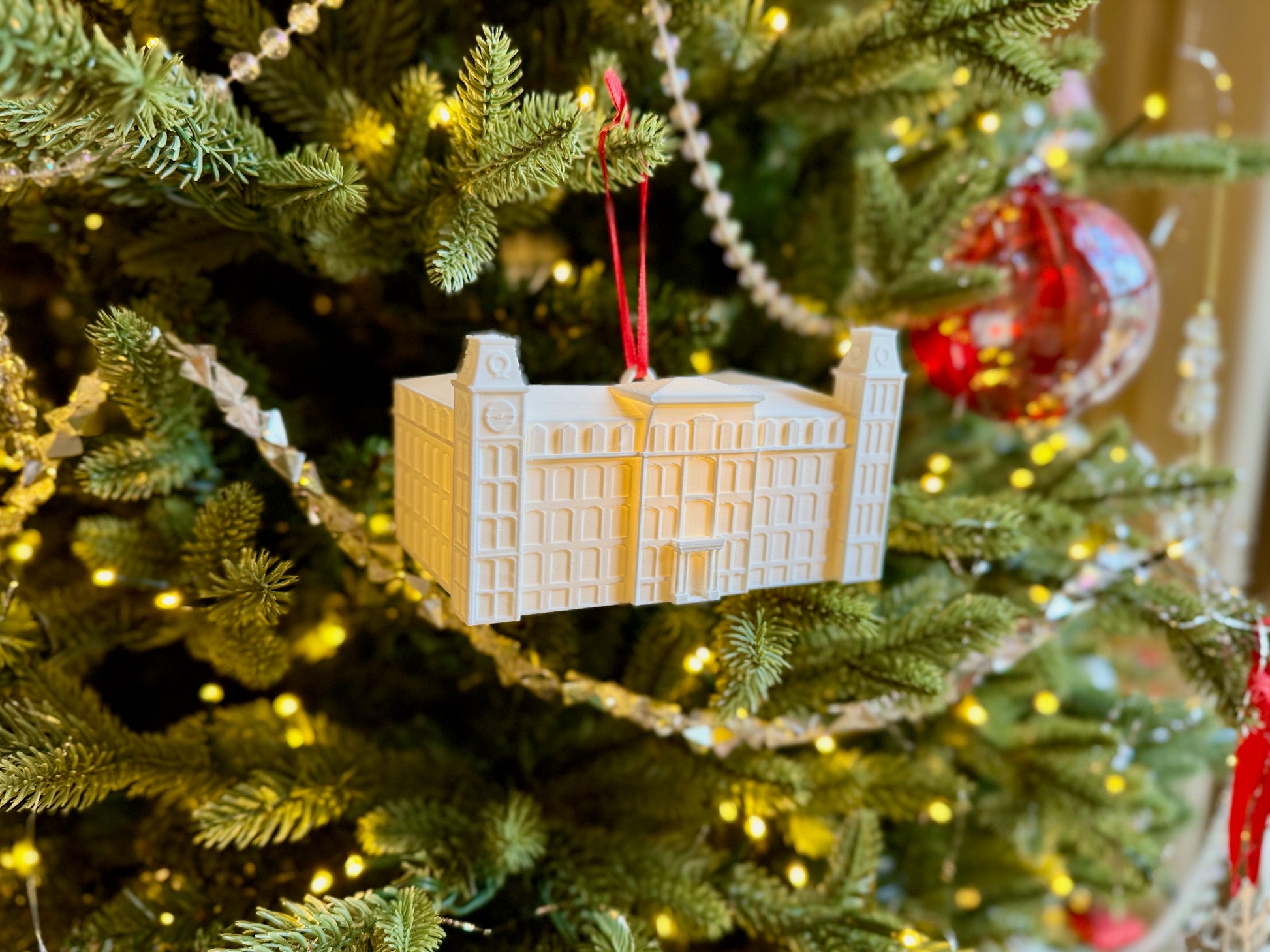Arkansas Razorbacks Christmas Ornament of Old Main.
