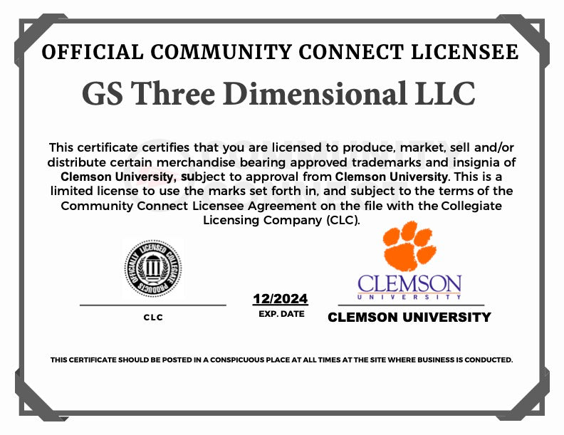 Official license for Clemson University