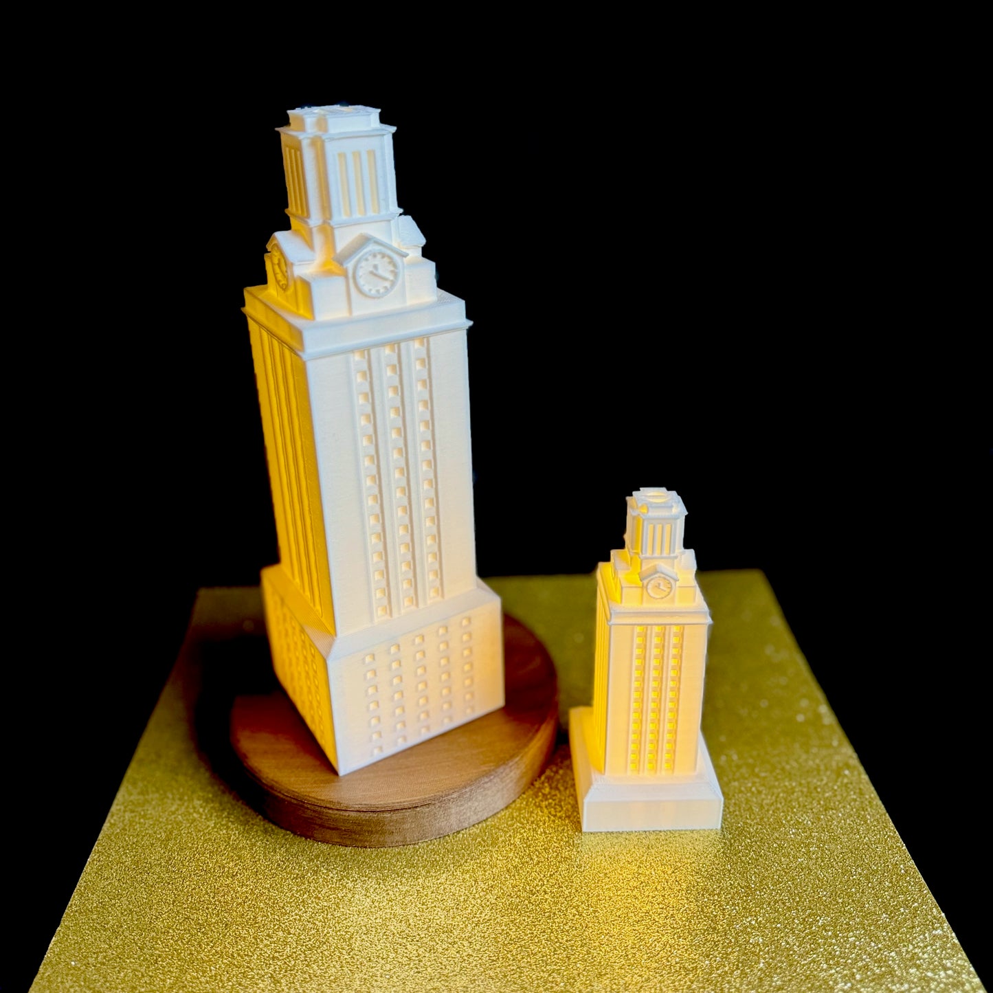 The larger and smaller UT Tower lights.