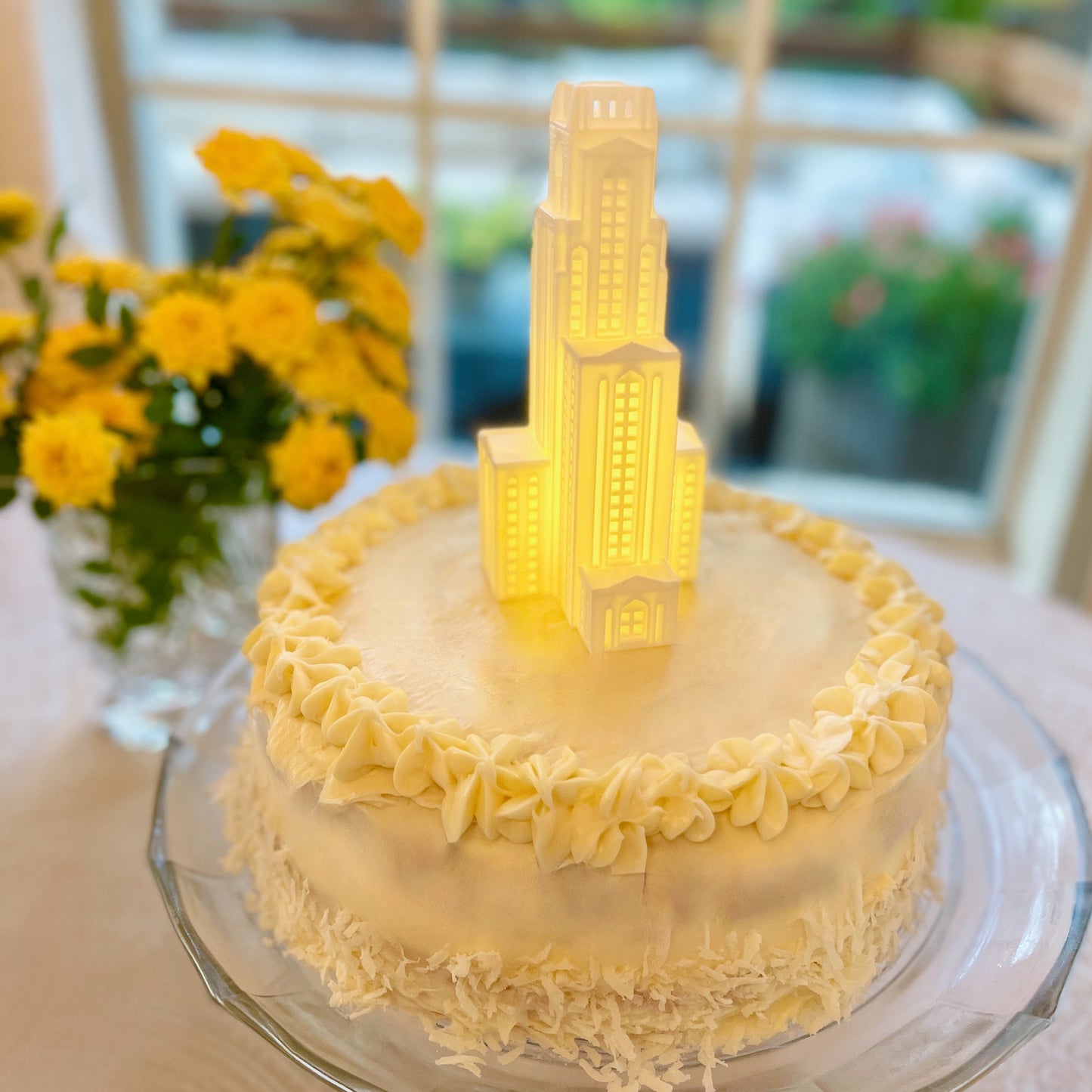 The University of Pittsburg figurine light, used as Pitt Panthers graduation party decor.