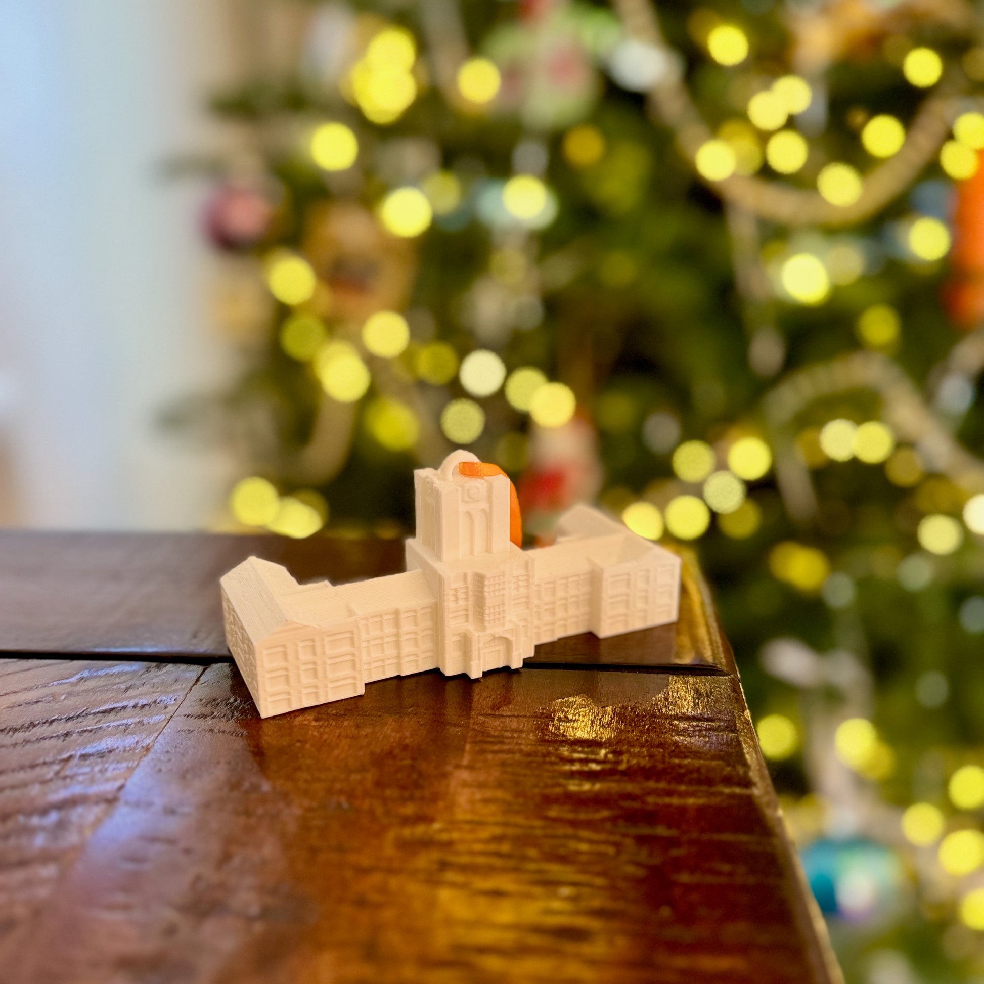 The University of Tennessee Christmas decoration depicting Ayres Hall.