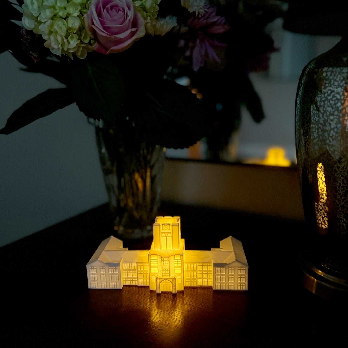 The University of Tennessee party keepsake, shown on a bedroom side table.