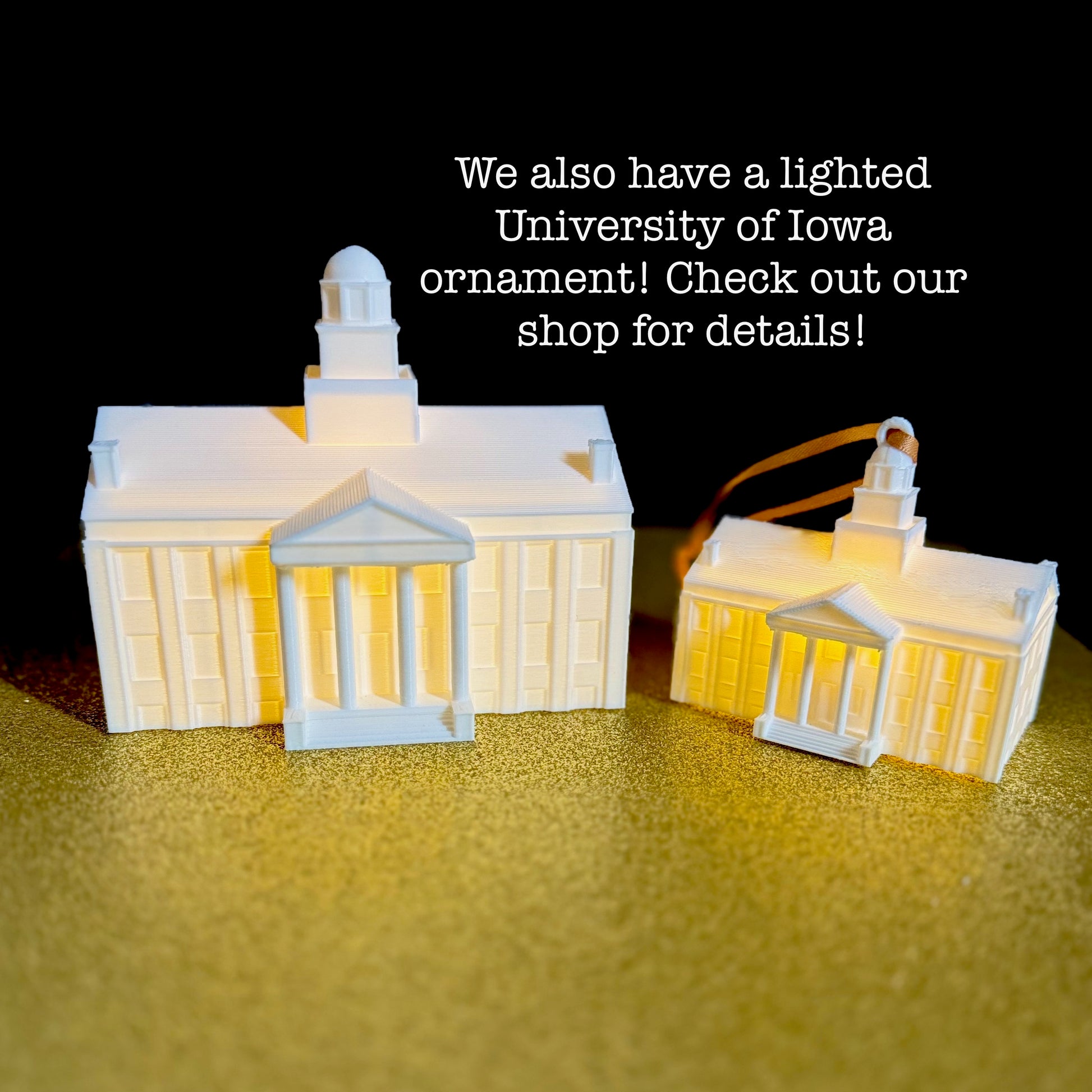 The University of Iowa party decorations, shown side by side.