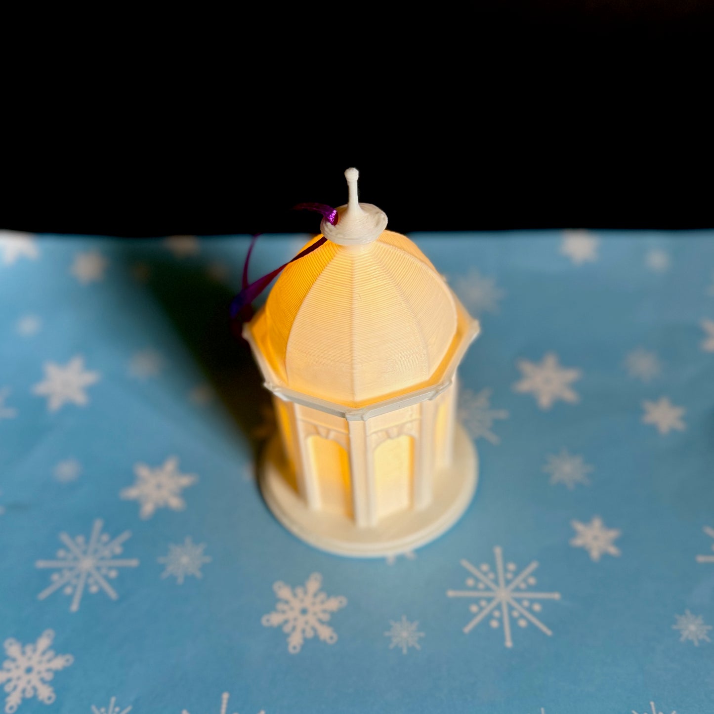 Top view of the lighted ECU Cupola ornament.