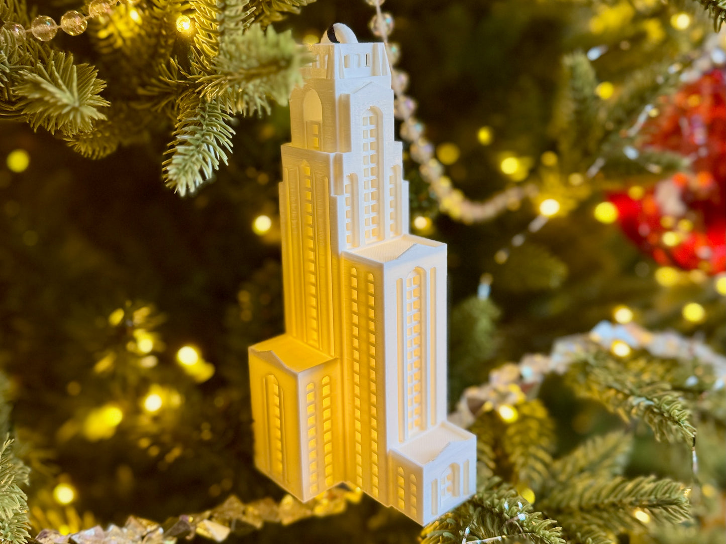 University of Pittsburgh Cathedral of Learning Ornament – LED Lighted Pitt Cathy Christmas Decoration, Graduation Gift, College Keepsake for Panther Fans