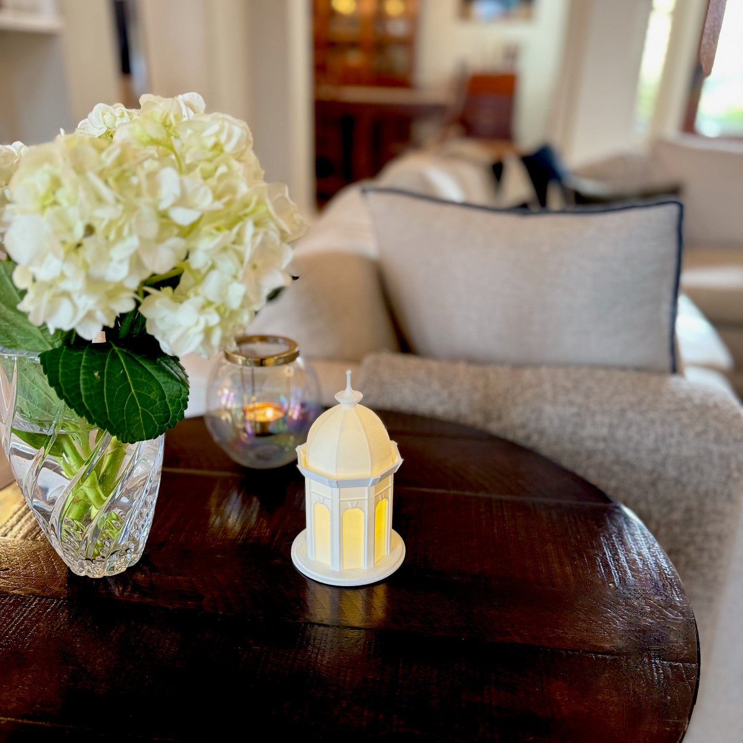 The East Carolina Cupola decoration, shown styled in a home.