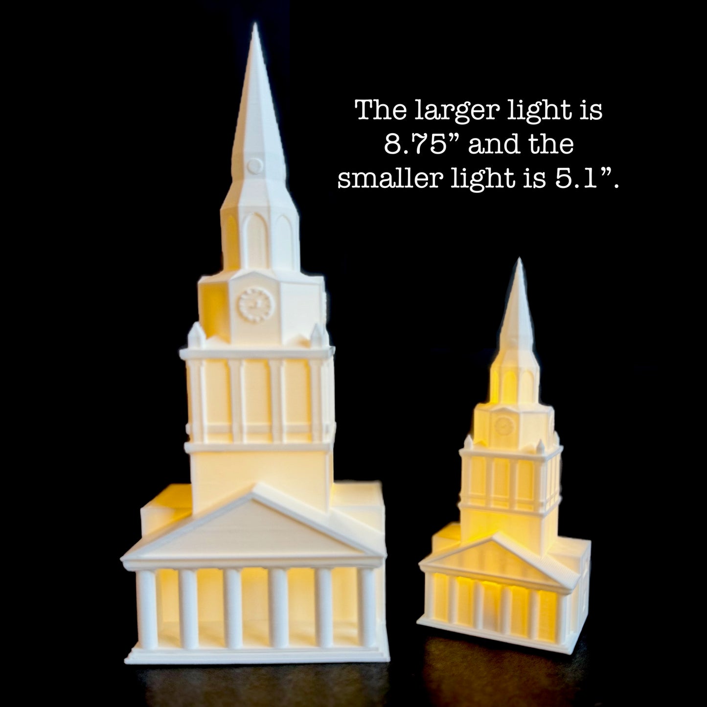 Dimensions of the Wake Forest lighted figurines.