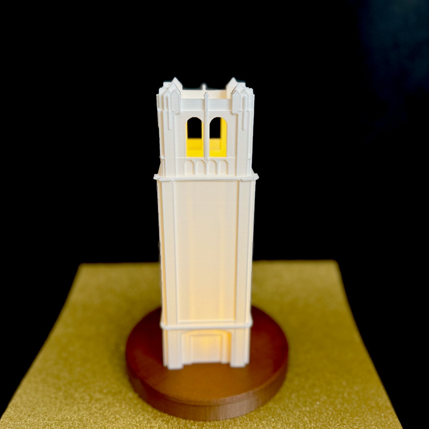 Front view of the University of Florida dorm decoration, designed in honor of the UF Century Tower.