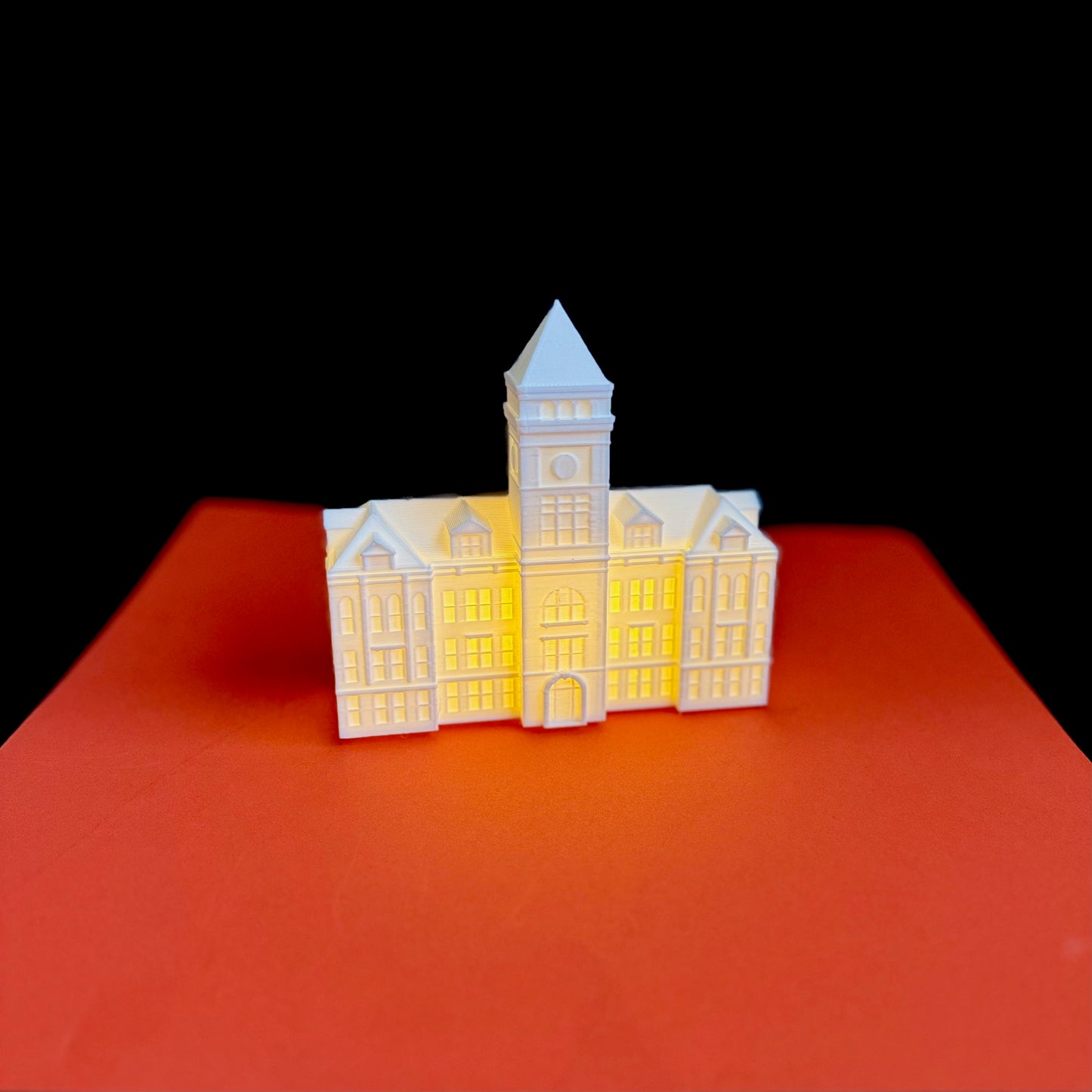 Front view of the Tillman Hall lighted figurine, used as a Clemson acceptance gift.