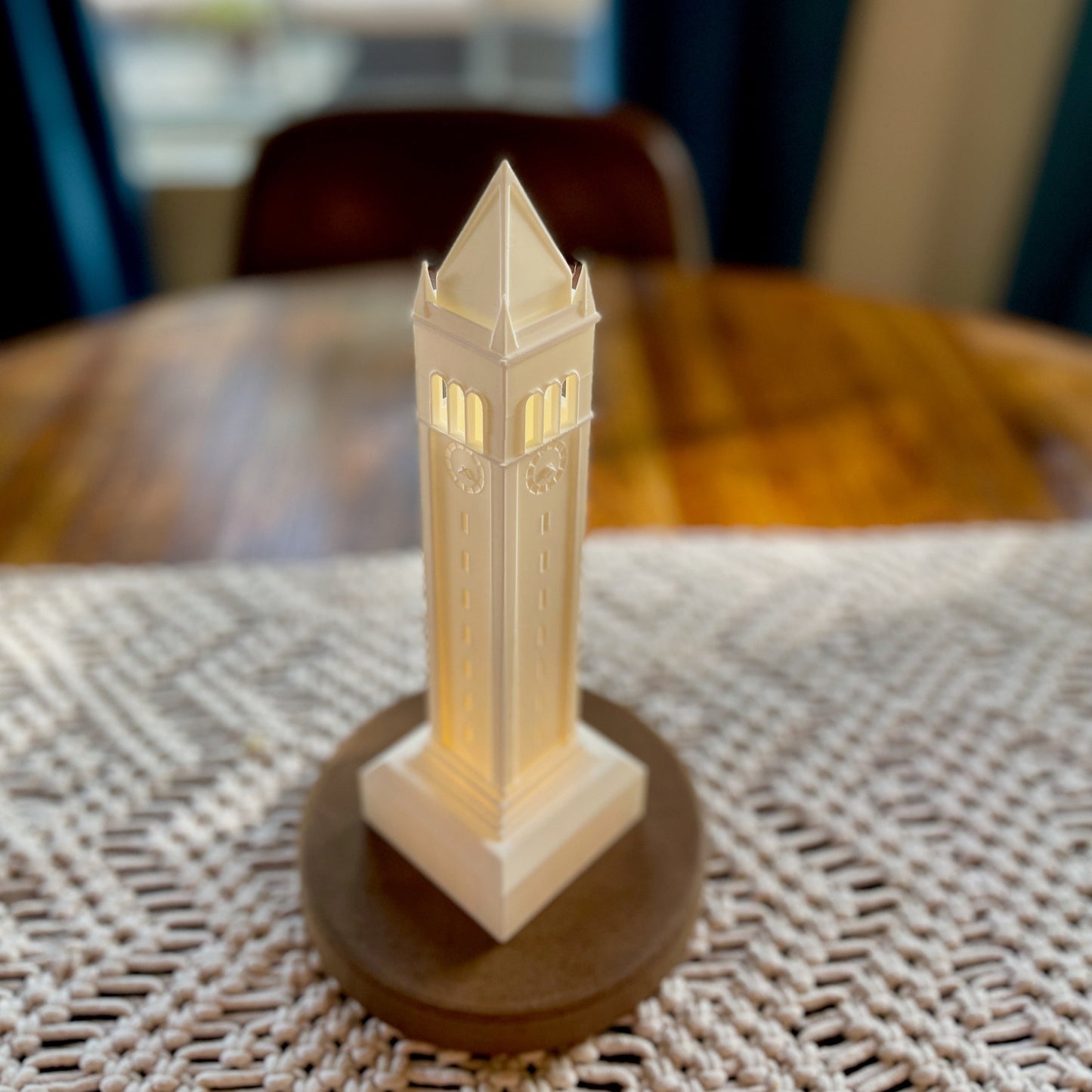 The UC Berkeley Campanile light, used as a centerpiece.