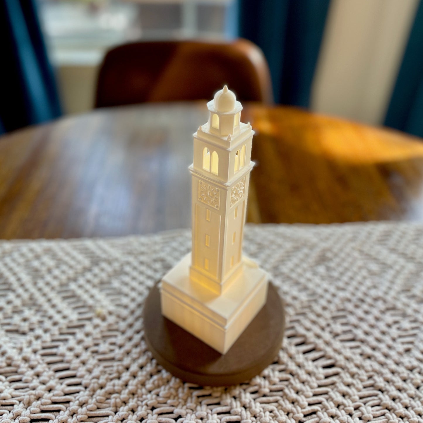 The LSU Memorial Tower lamp, shown used as a centerpiece.