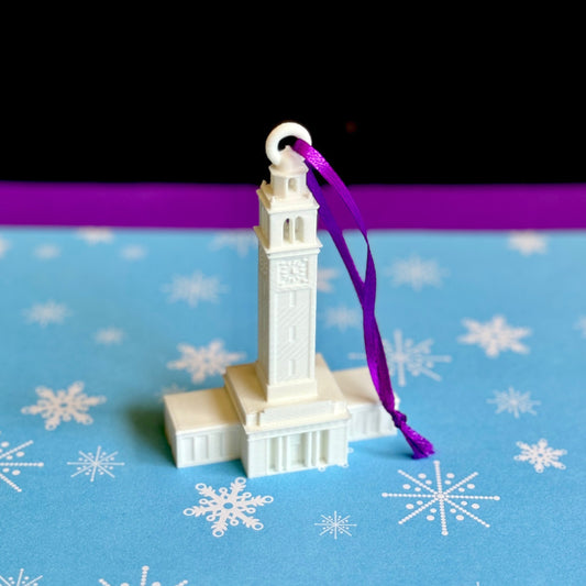 The LSU ornament, designed as a replica of the Memorial Tower.