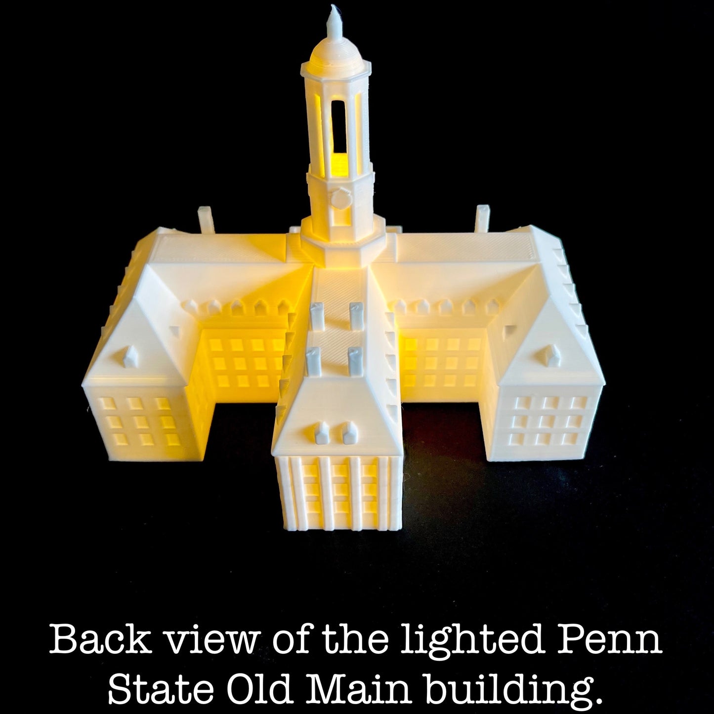 Rear view of the Penn State Old Main building.