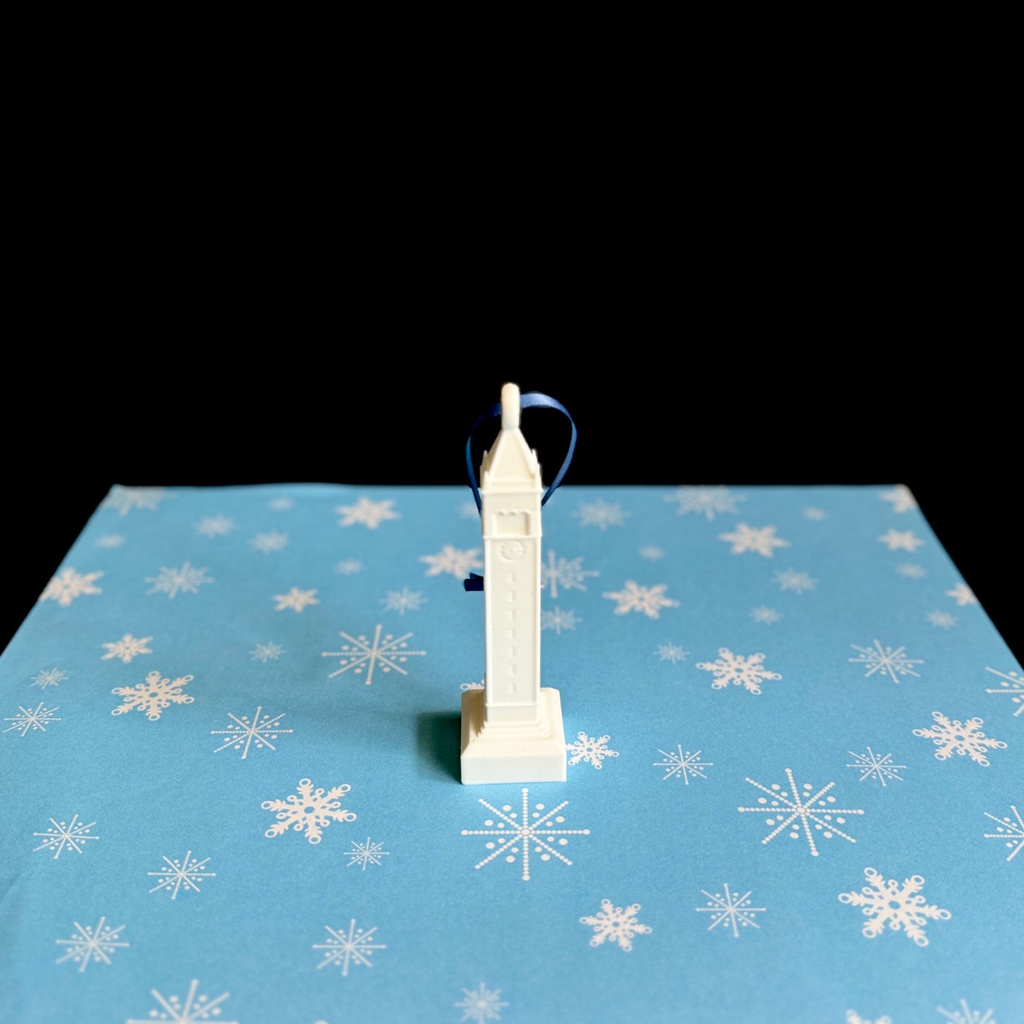 The college ornament for Berkeley, depicting the Sather Tower/Campanile.