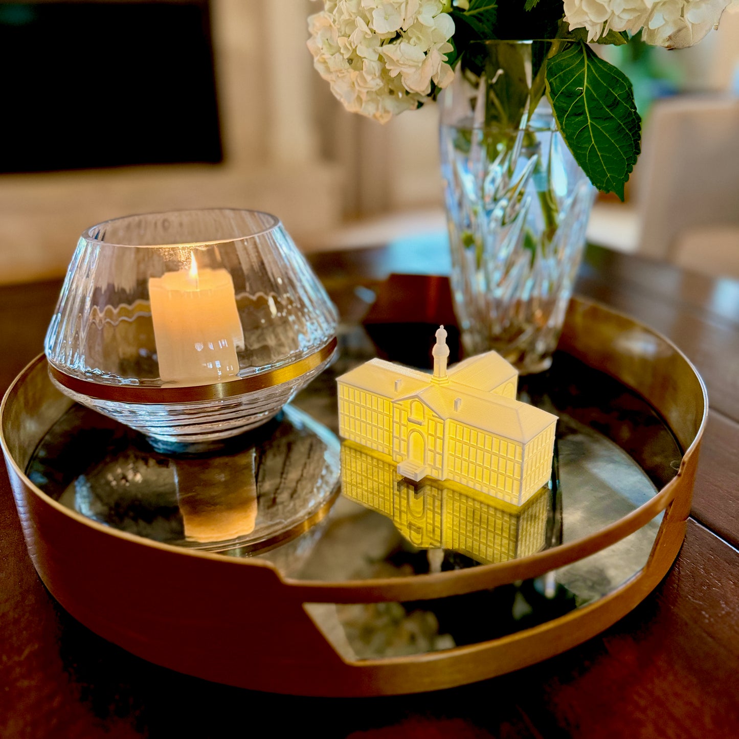 The Princeton home decor item, shown on a living room tray.