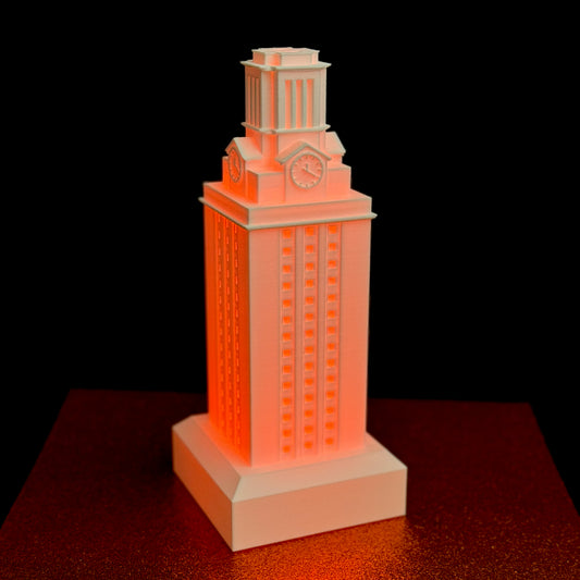 Large UT Tower with an Orange Light