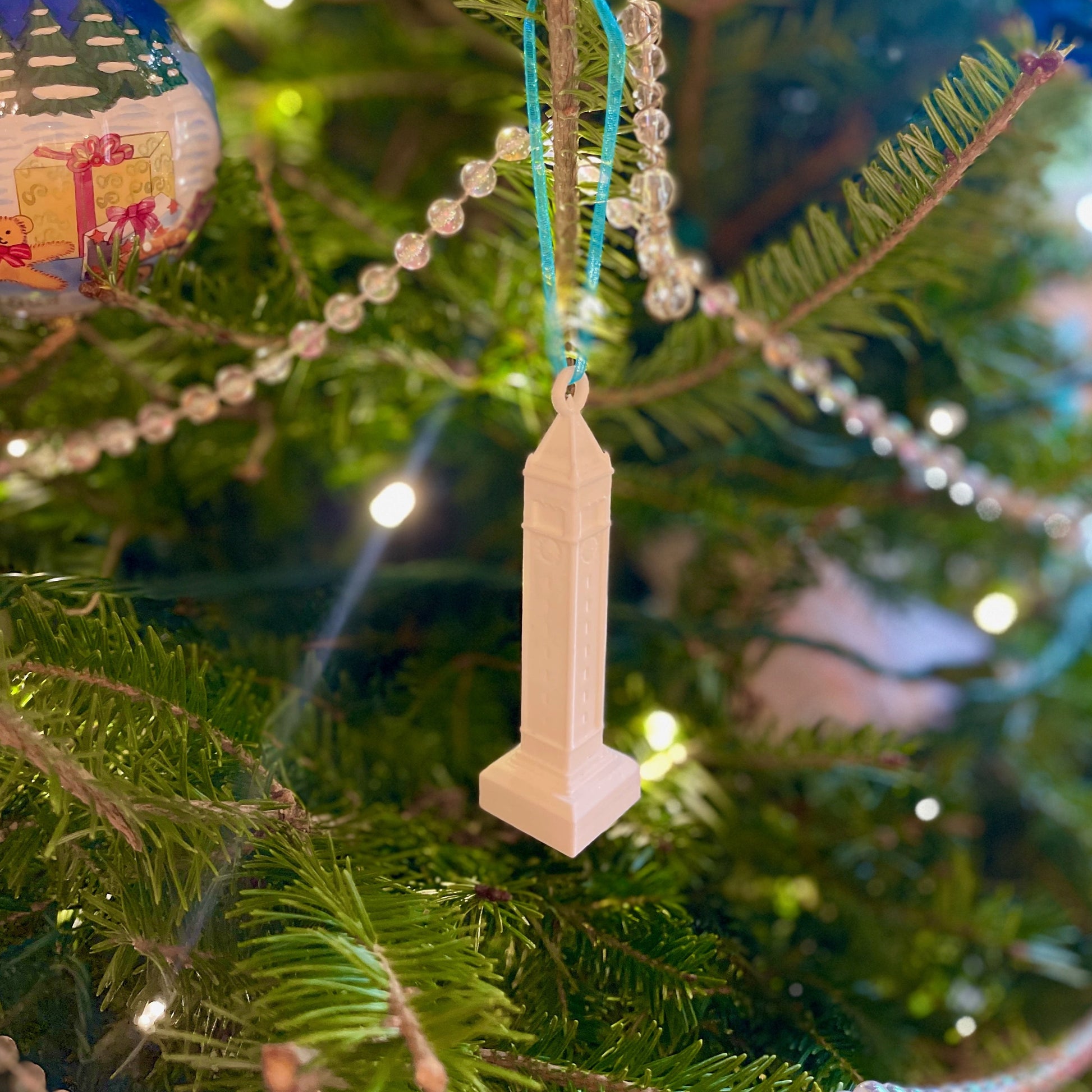 The Cal Berkeley ornament, depicting the Campanile on campus.