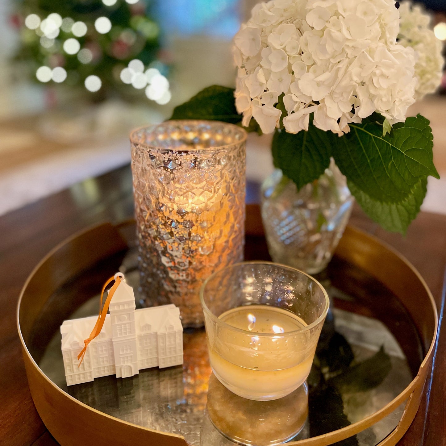 The Clemson ornament, shown in a home decorated for Christmas.