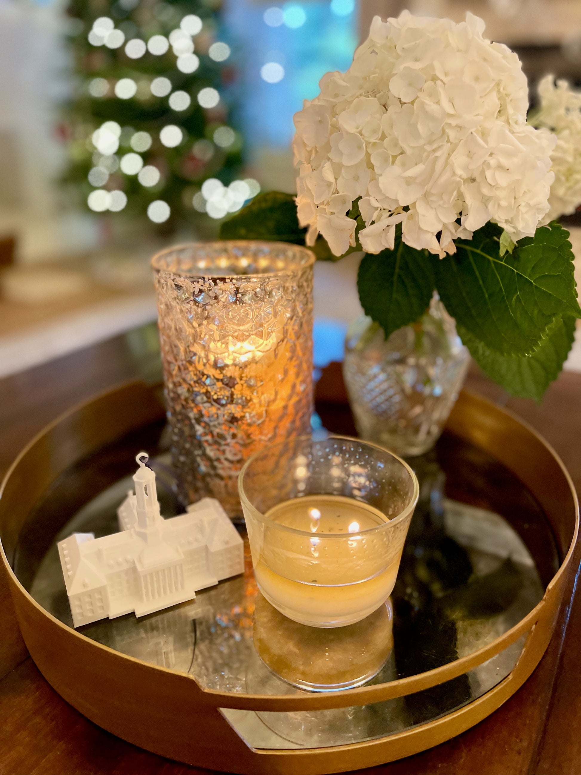 The Penn State campus ornament, shown in a home decorated for the holidays.