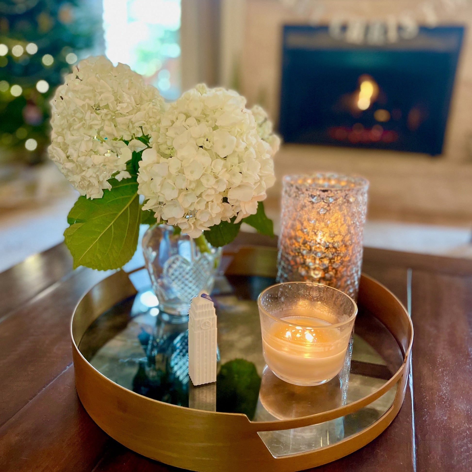 The Michigan Wolverines ornament, shown in a home decorated for Christmas.