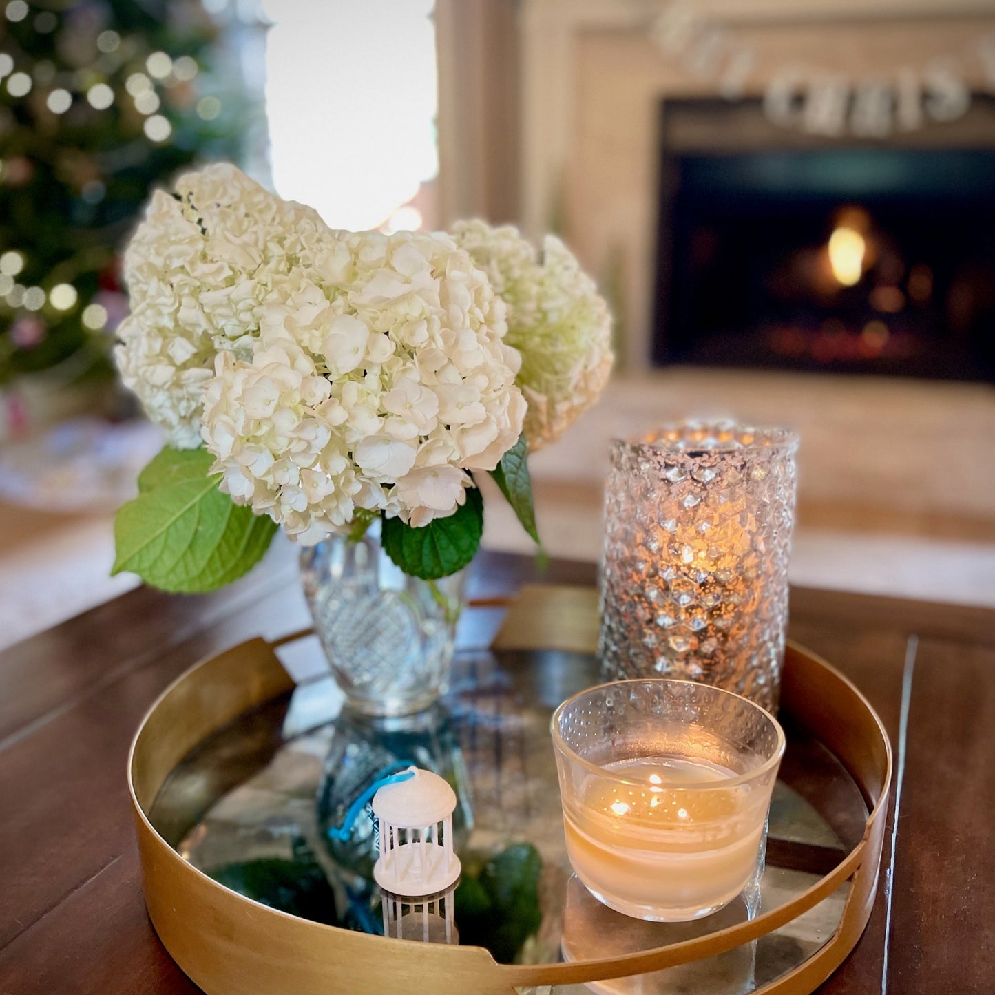 The UNC ornament, shown in a home decorated for the holidays.