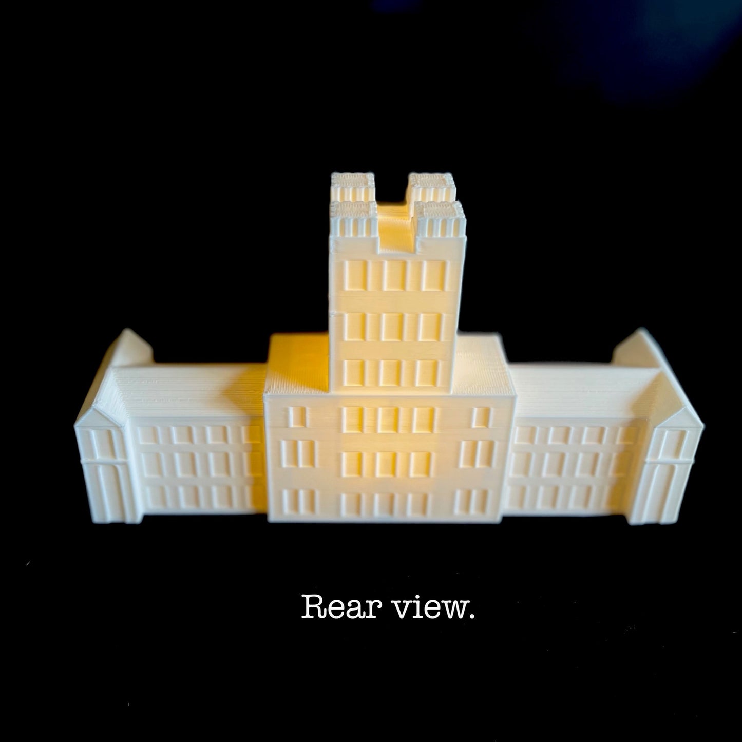 Rear view of the Virginia Tech campus figurine.