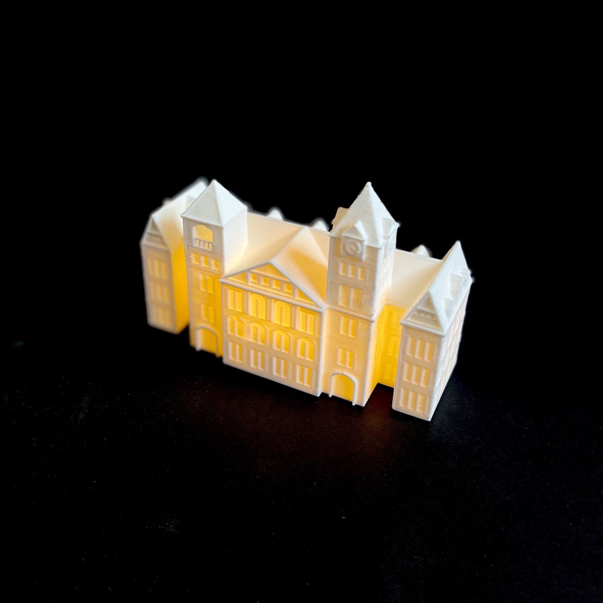 Top view of the lighted Samford Hall figurine from Auburn University.