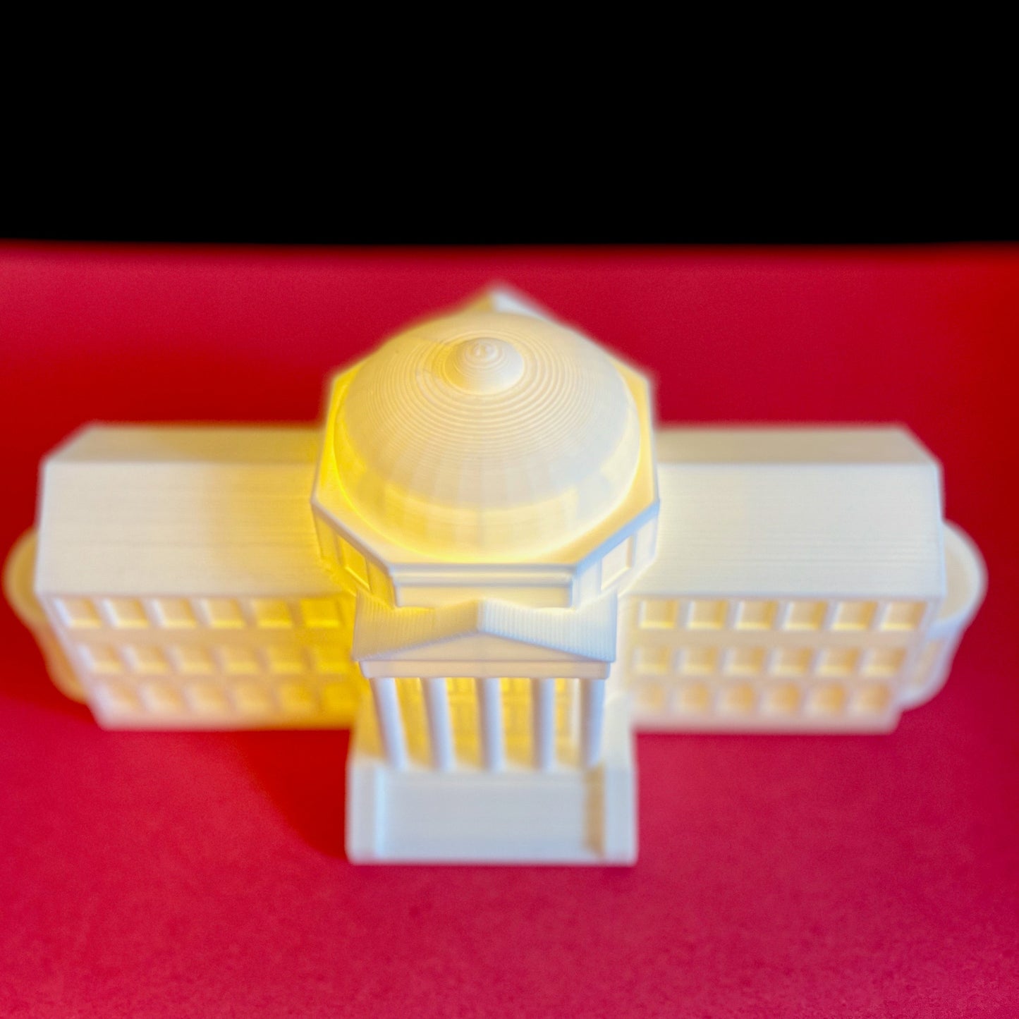 Top view of the SMU campus figurine.