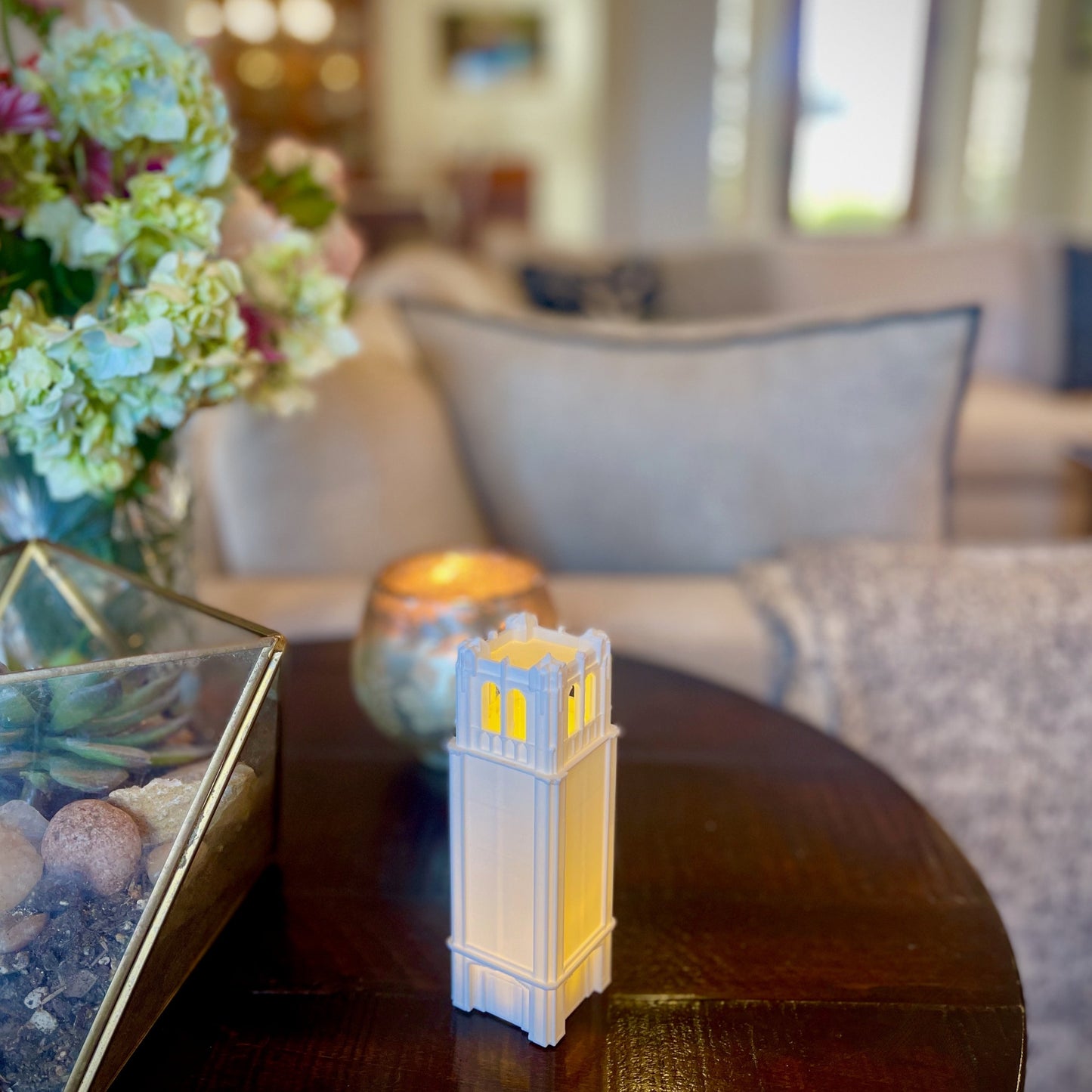 The lighted University of Florida office accessory, shown on a side table.