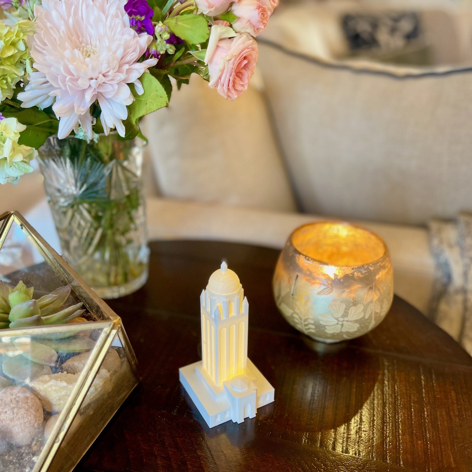 The Stanford home decor item, displayed on a living room side table.