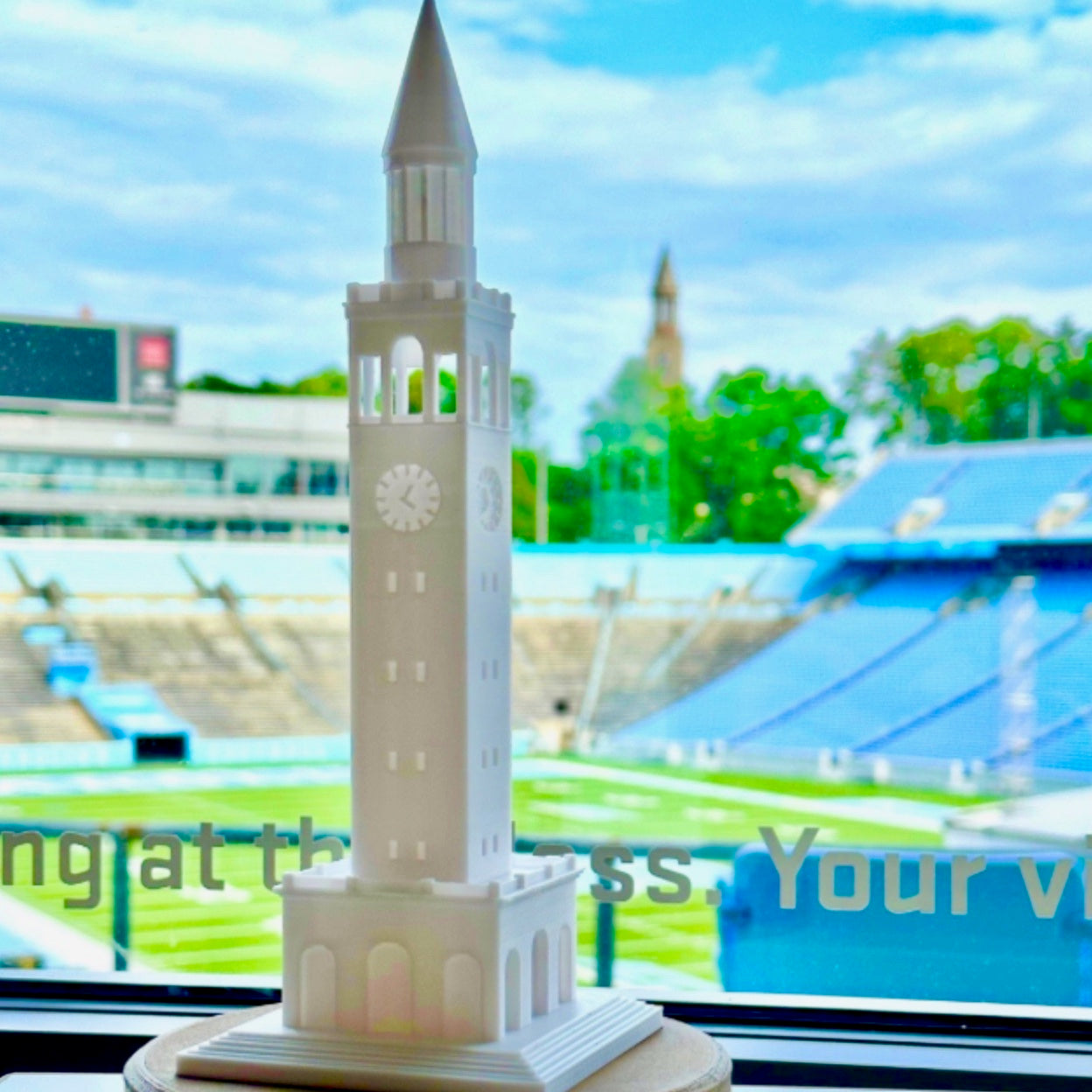 The UNC Bell Tower light, shown in McKenan Stadium.