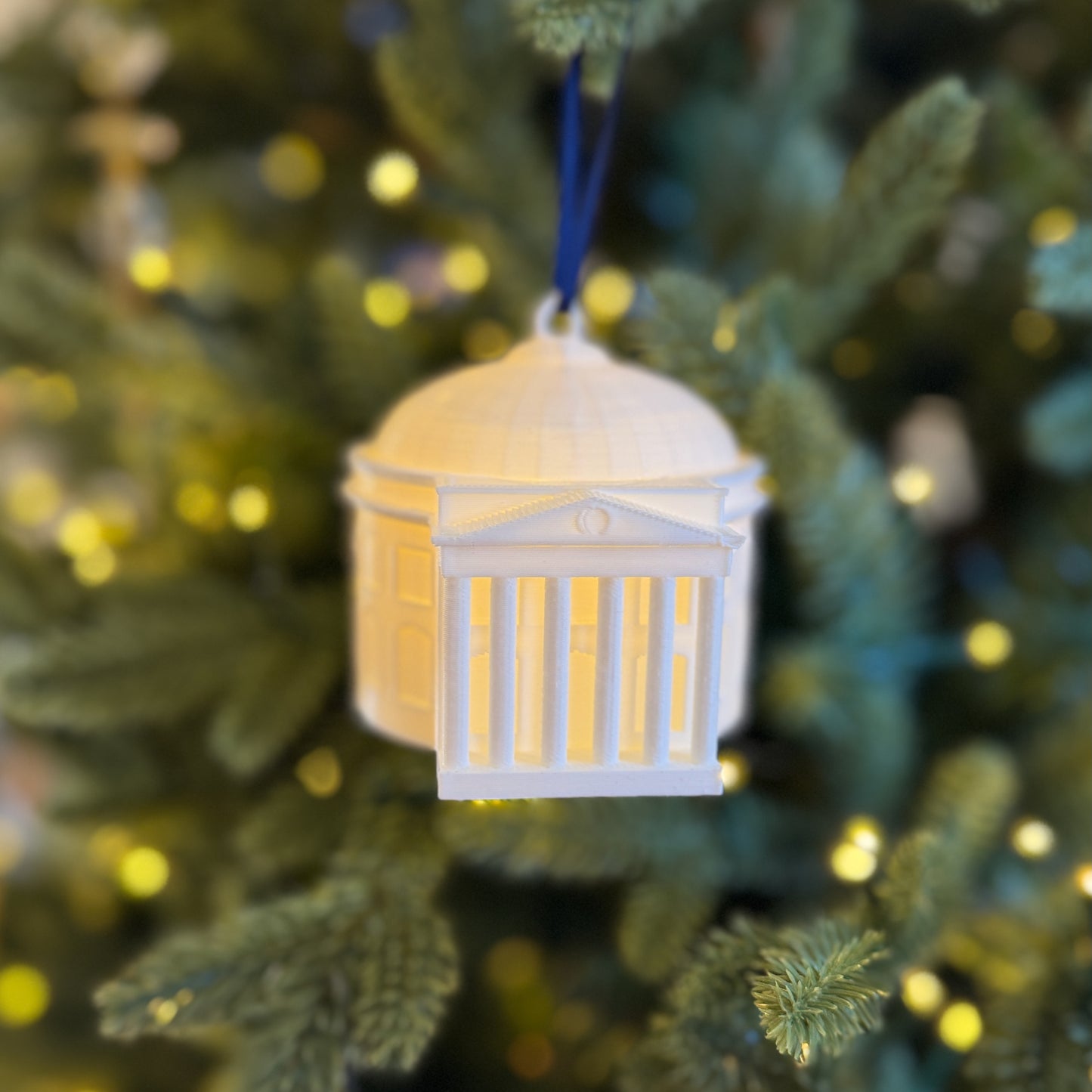 The lighted UVA Ornament depicting the UVA Rotunda.