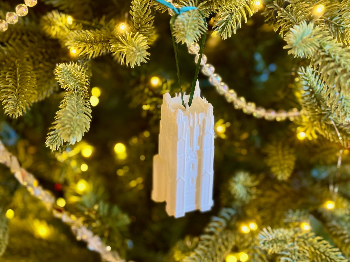 Michigan State Christmas ornament shown on a Spartans tree.