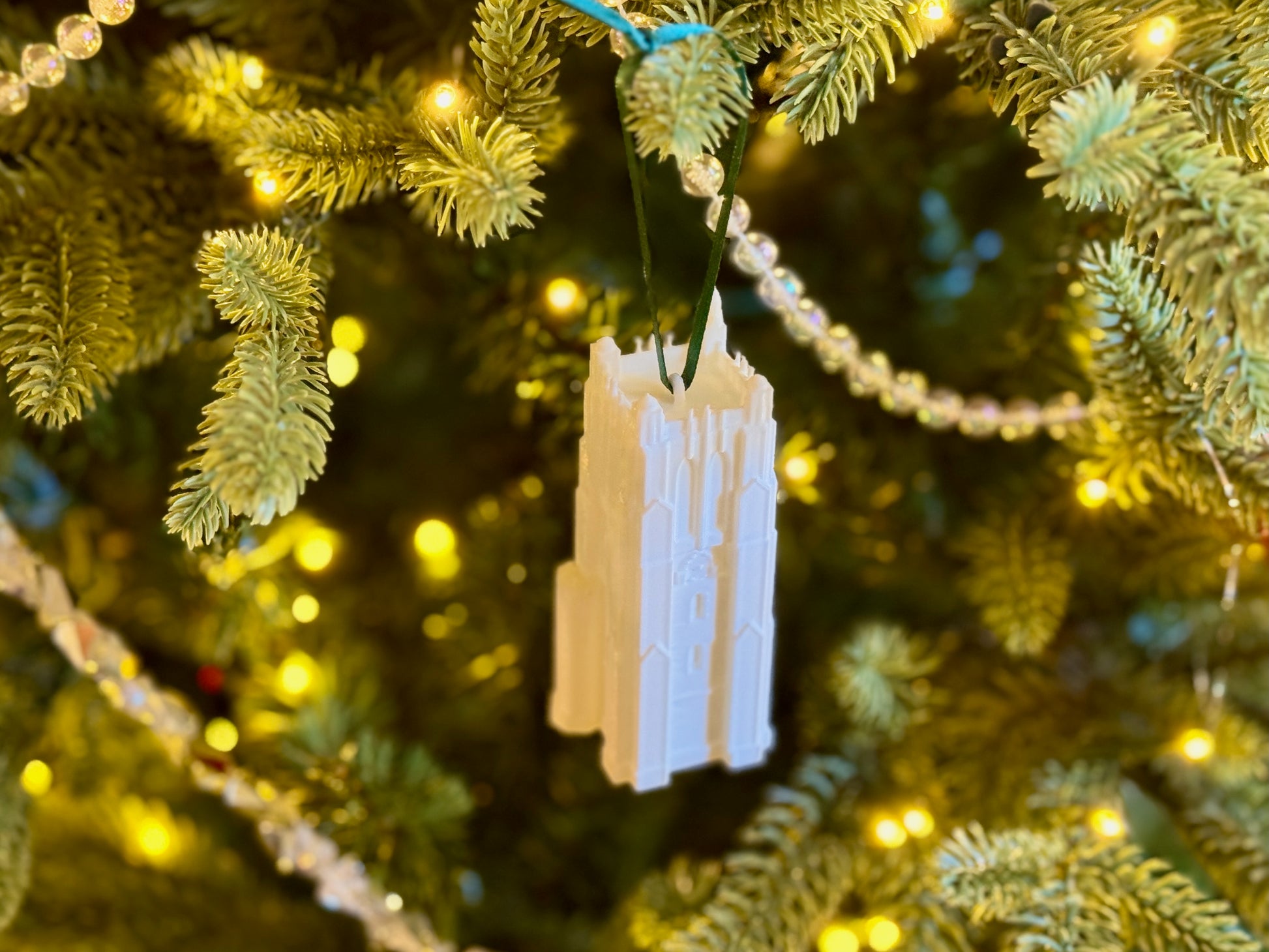 Michigan State Christmas ornament shown on a Spartans tree.