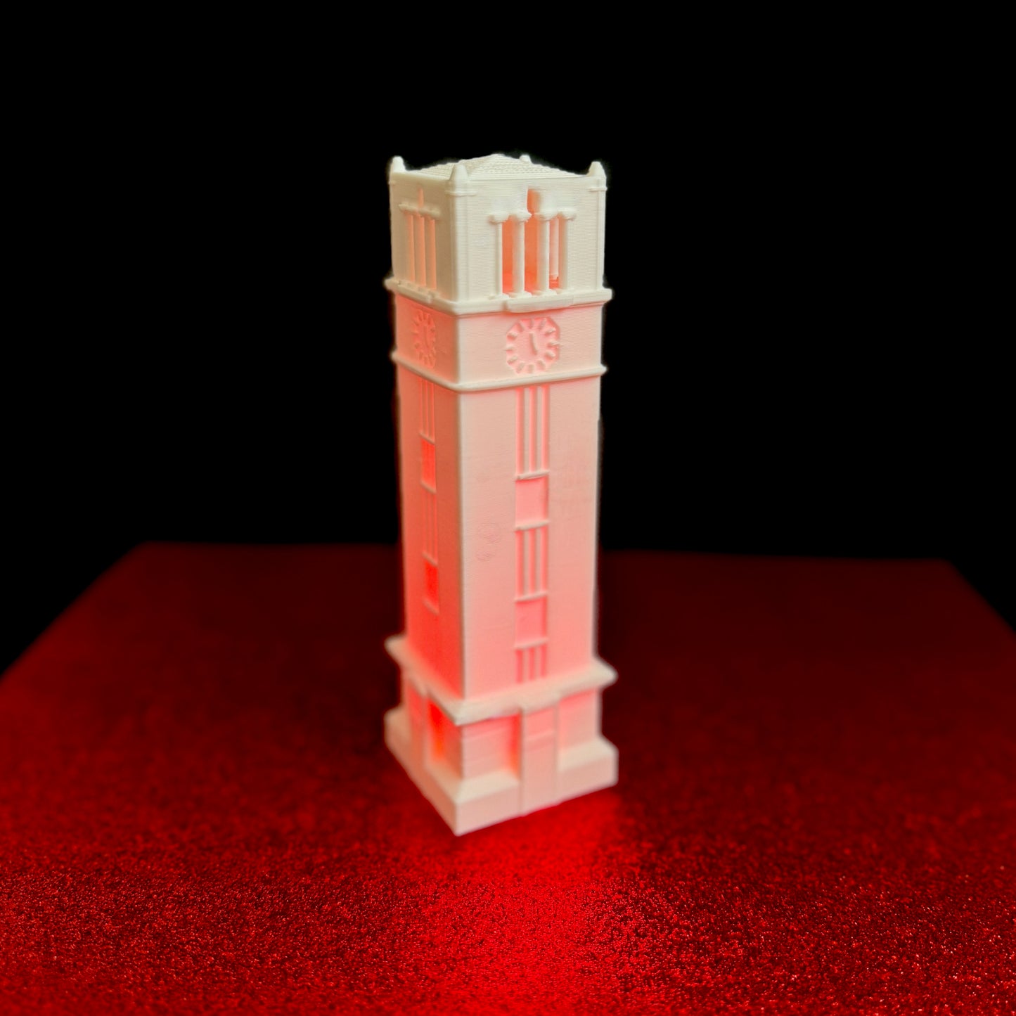 The NC State light, designed as a replica of the NC State bell tower.