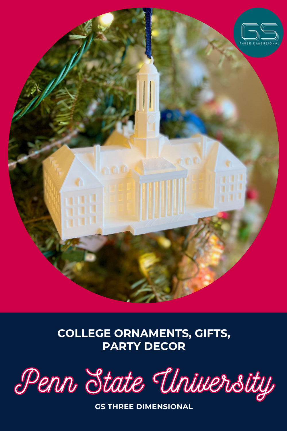 The Penn State ornament on a Christmas tree.
