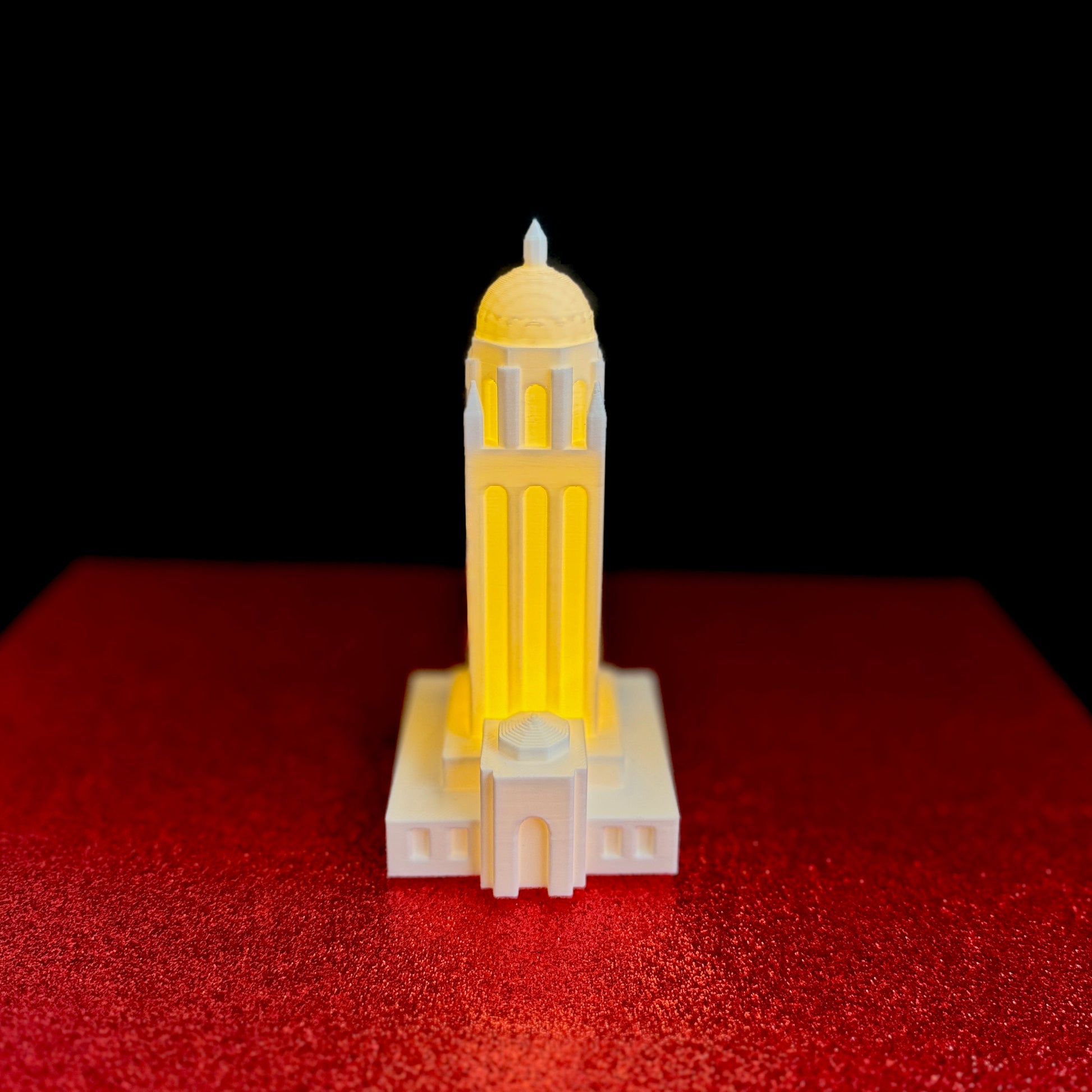 Front view of the stanford keepsake figurine of the Hoover Tower.