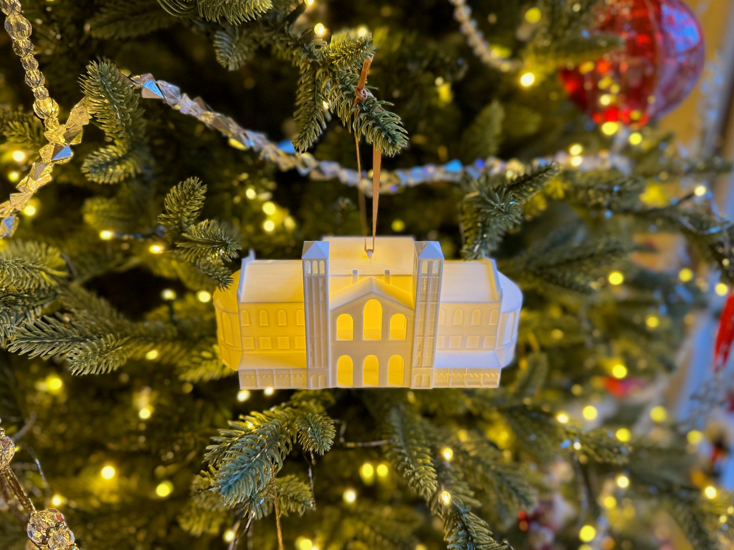 Handmade UCLA Royce Hall LED ornament, 3D printed