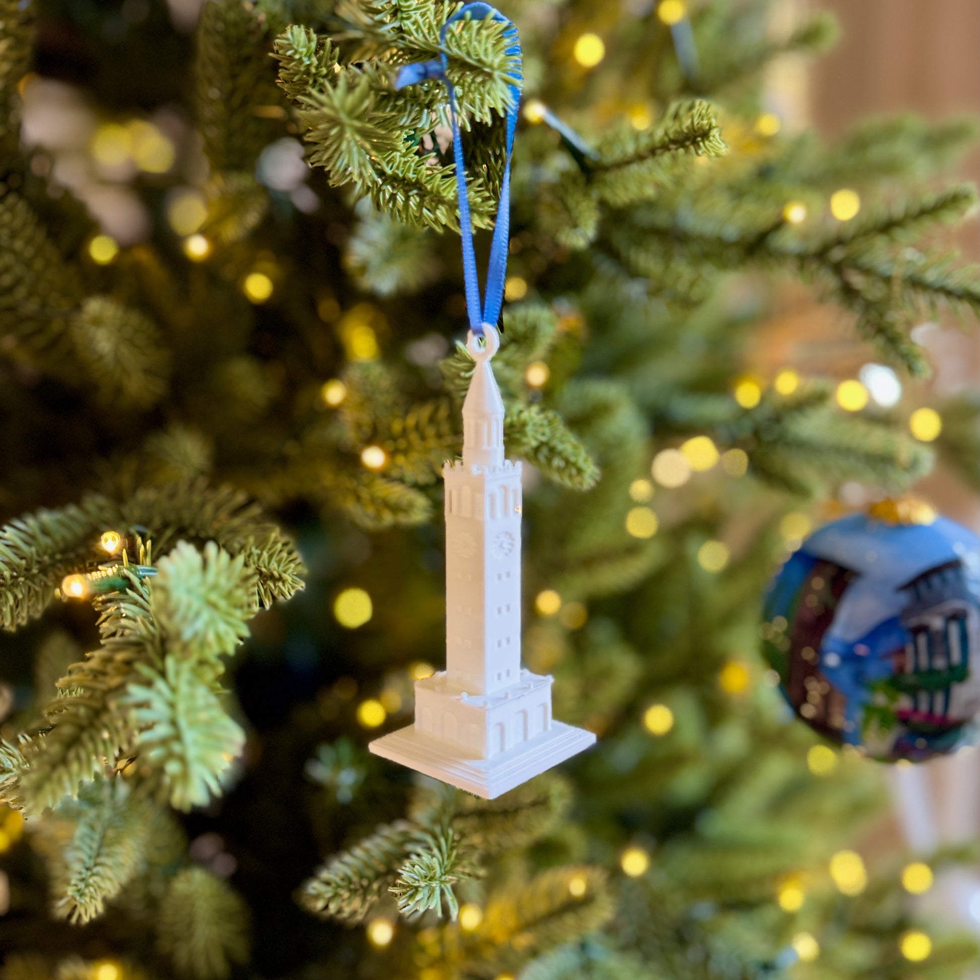 The UNC ornament, designed as a replica of the Bell Tower.