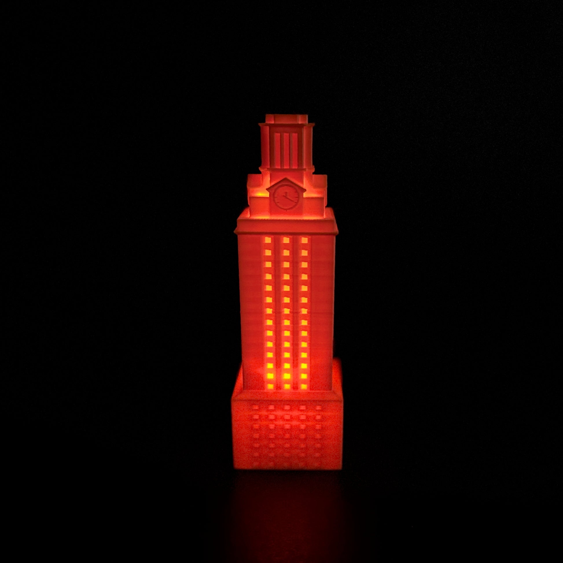 The University of Texas Tower light, shown in orange.