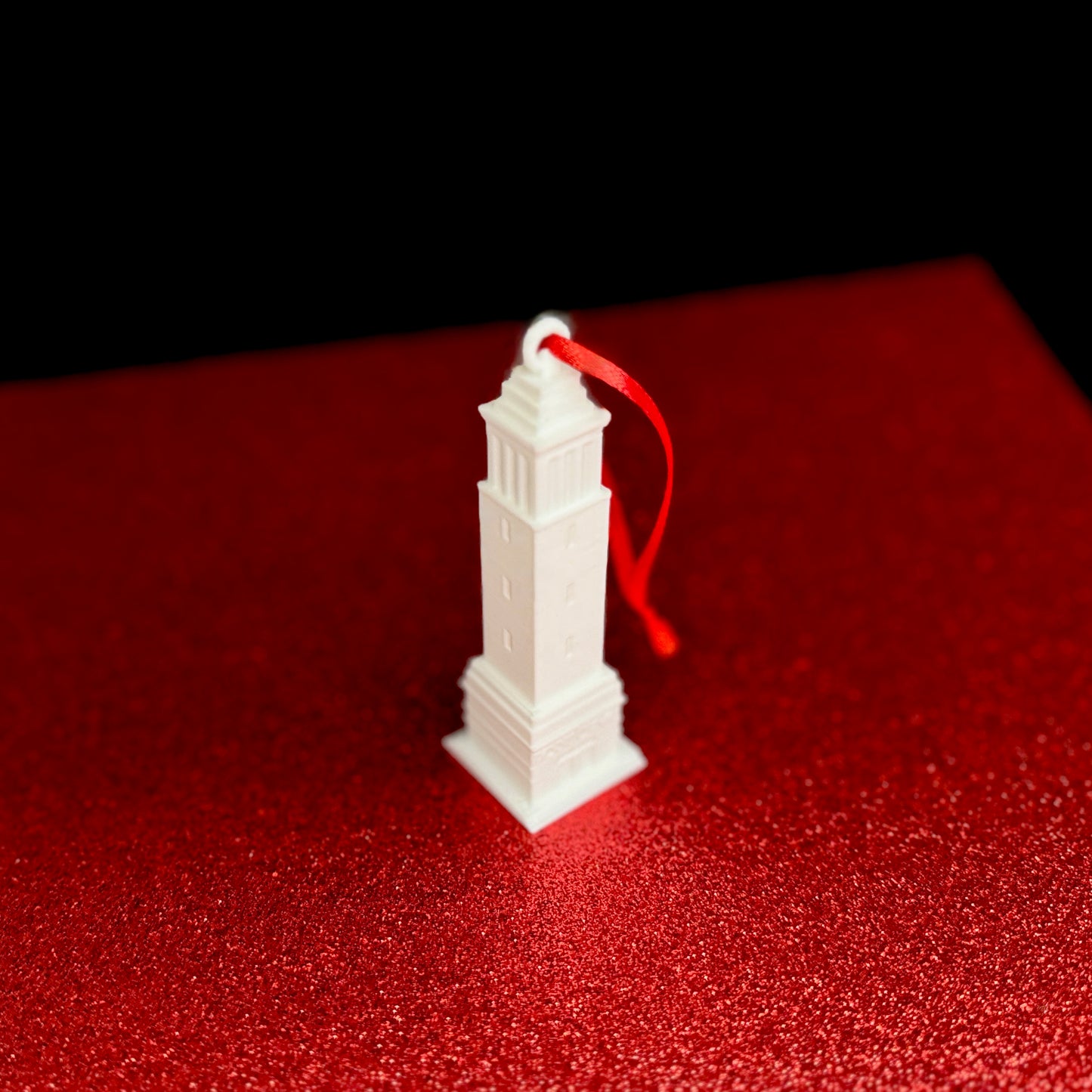 University of Alabama Ornament from a top view, featuring the Denny Chimes tower on campus.