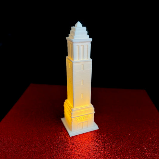 the University of Alabama lighed figurine of Denny Chimes.