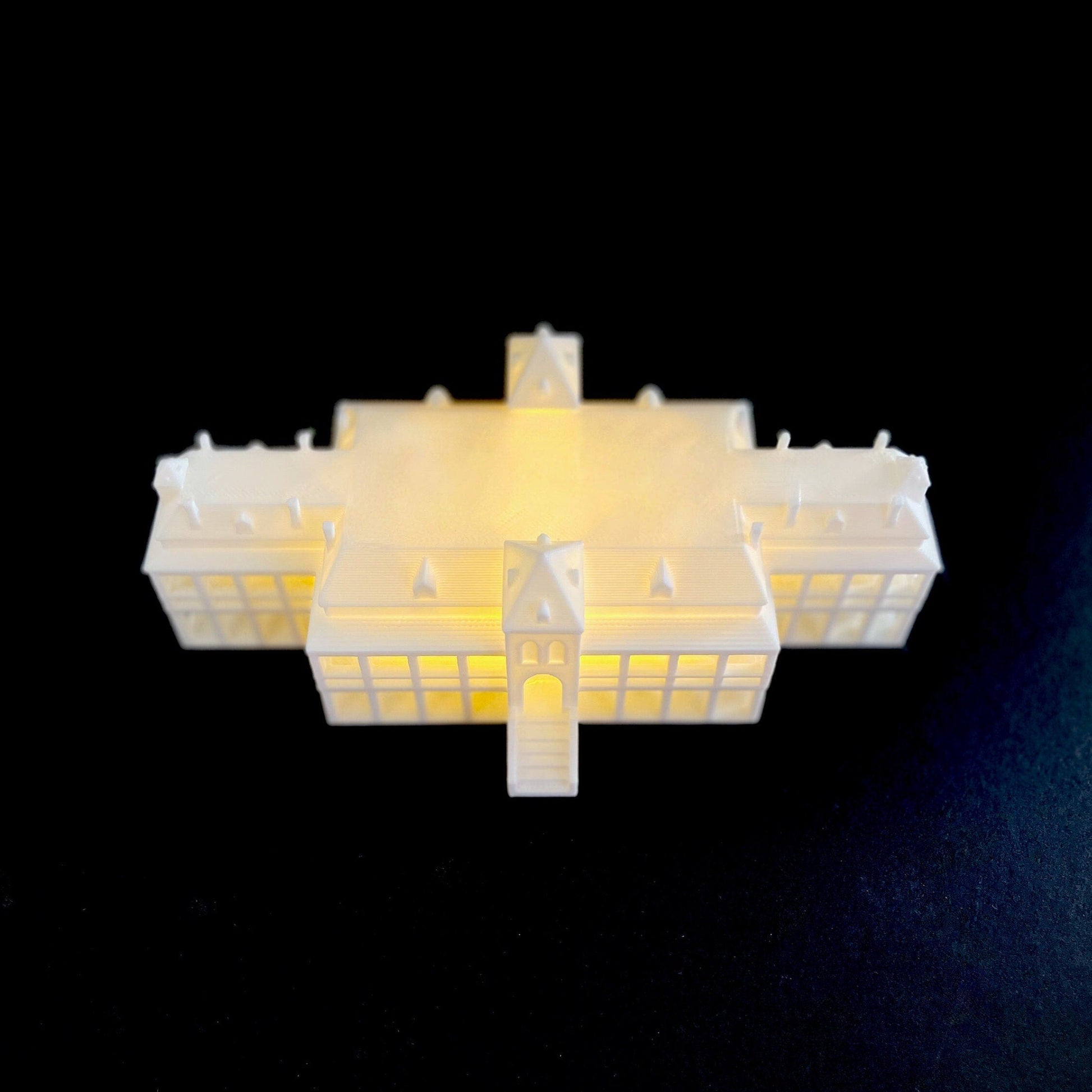 Top view of the University of Arizona lighted figurine of the Arizona Old Main building.